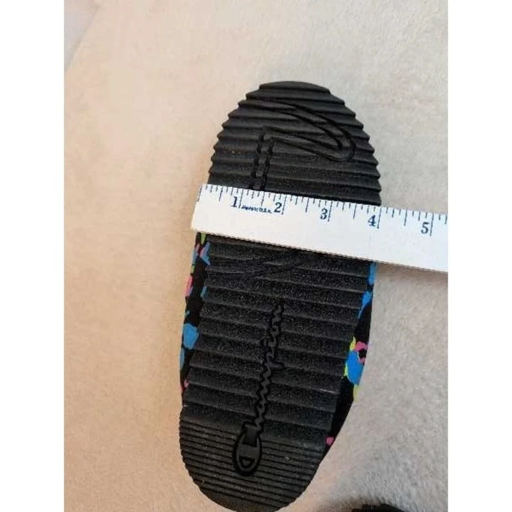 Champion Kids Slippers Blue Camo C Logo Pink Pull Tab Shoes Size 5Y
